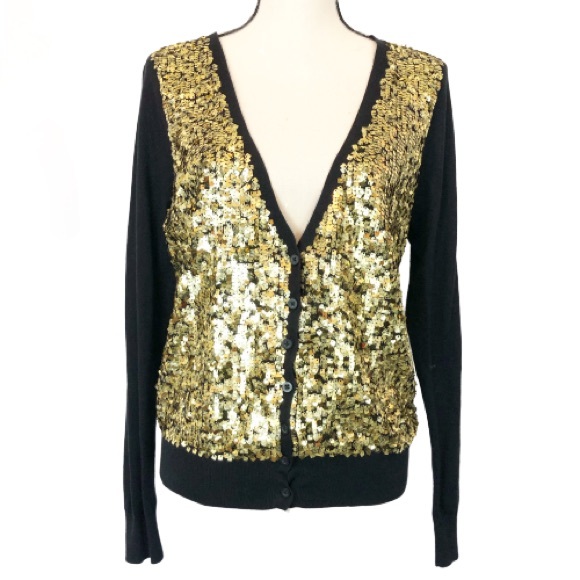 black and gold sequin cardigan